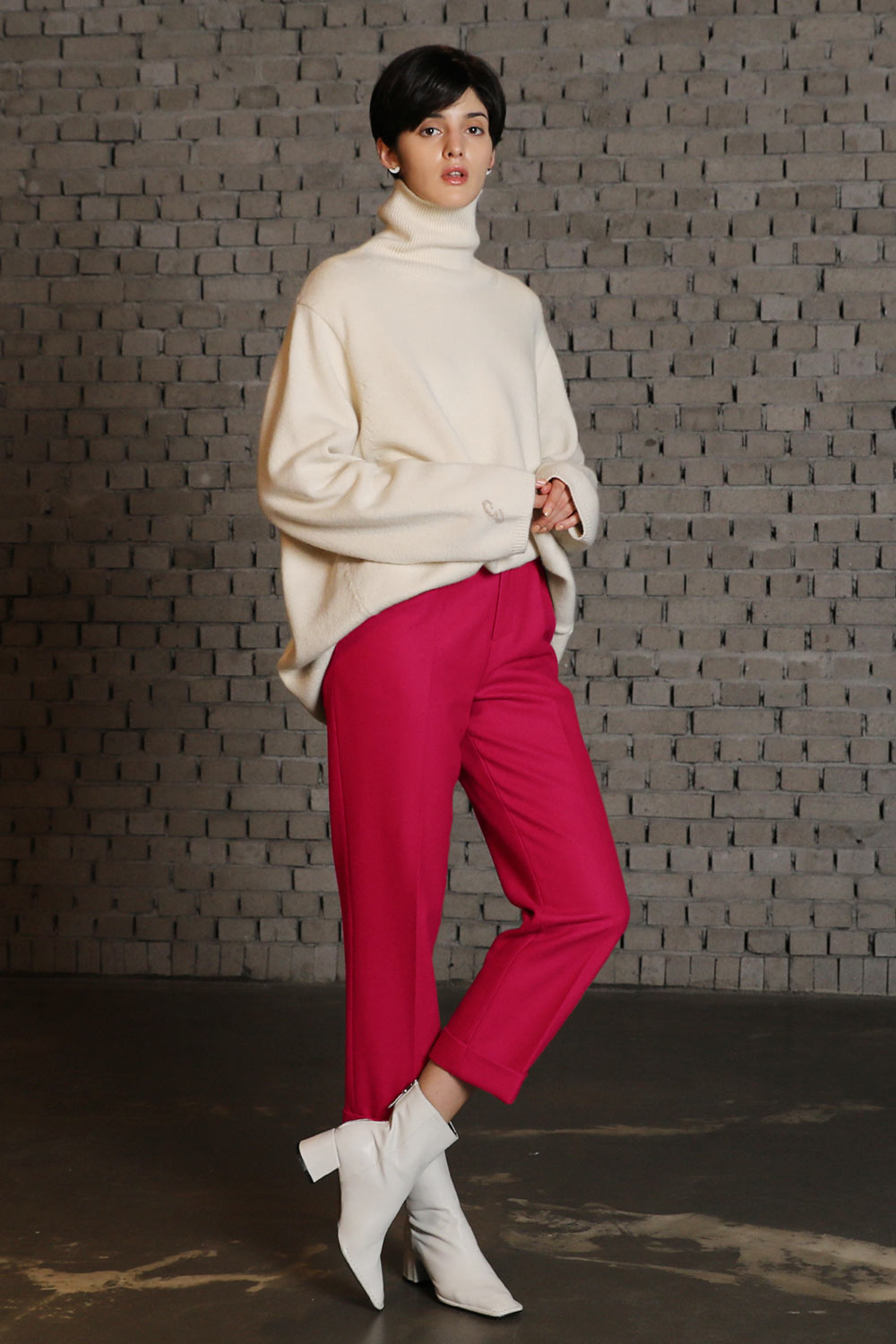 Solid wool pants_Pink