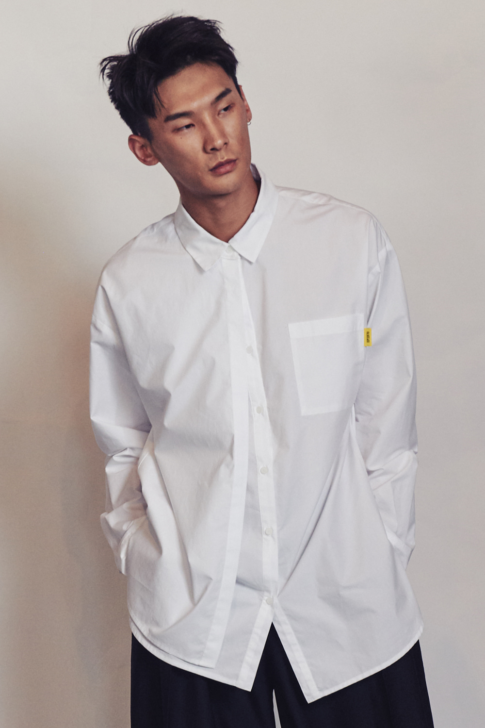 Solid layered shirt_White