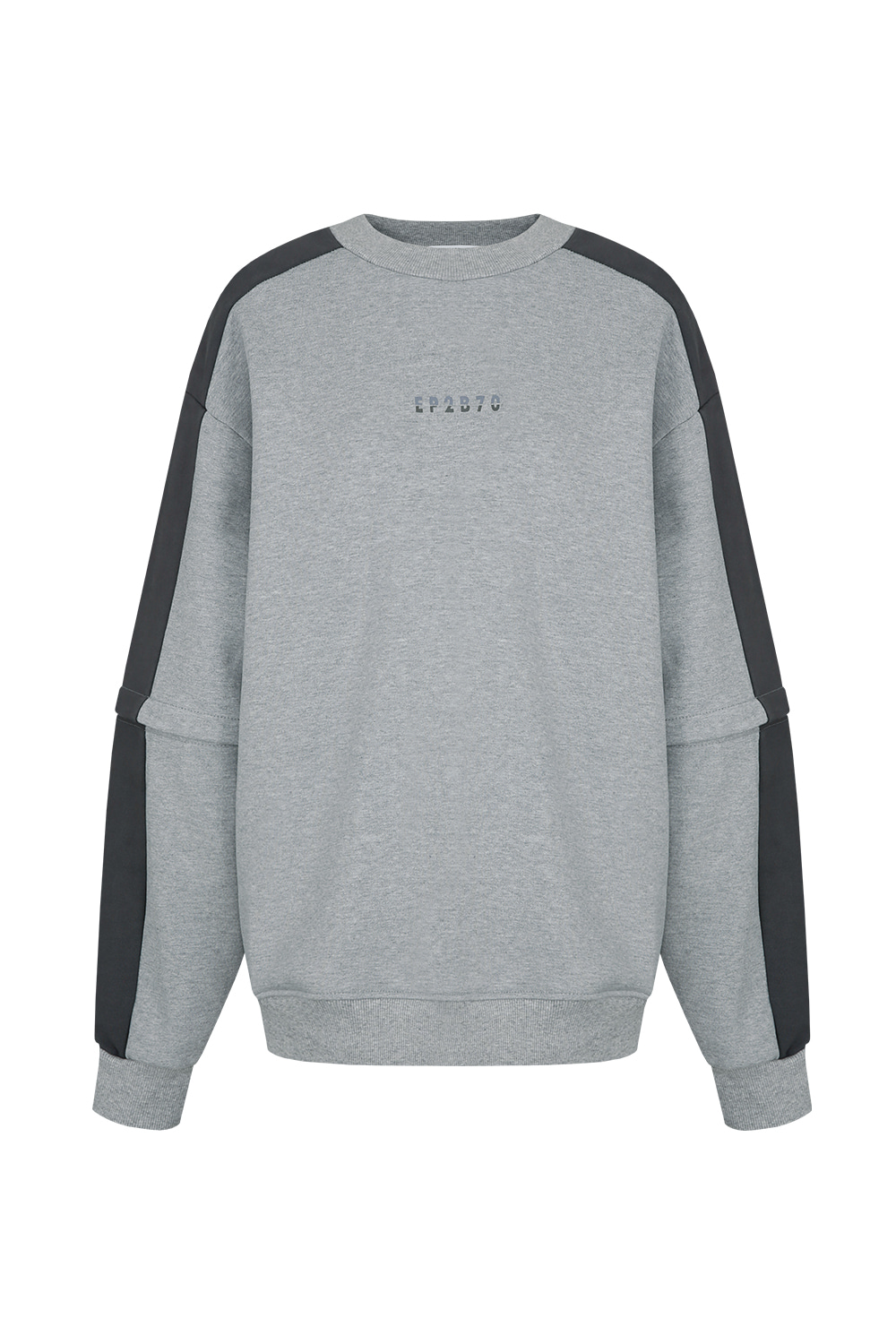 Sleeve two-way zipper sweatshirt_Grey