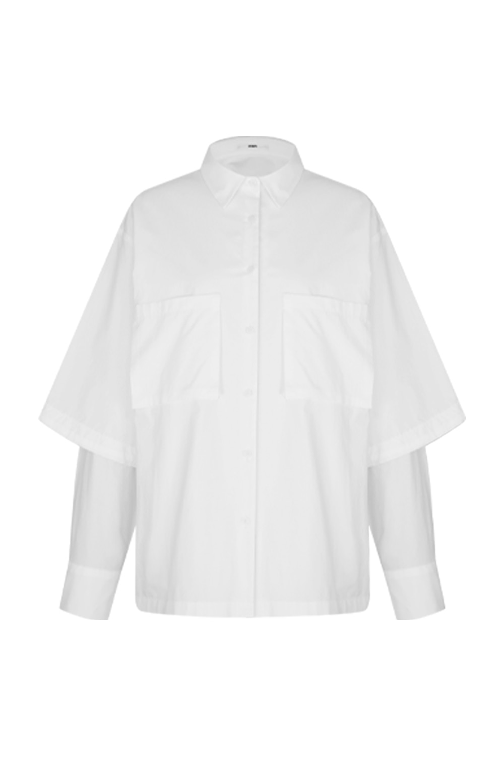 Out pocket layered sleeve shirt_White
