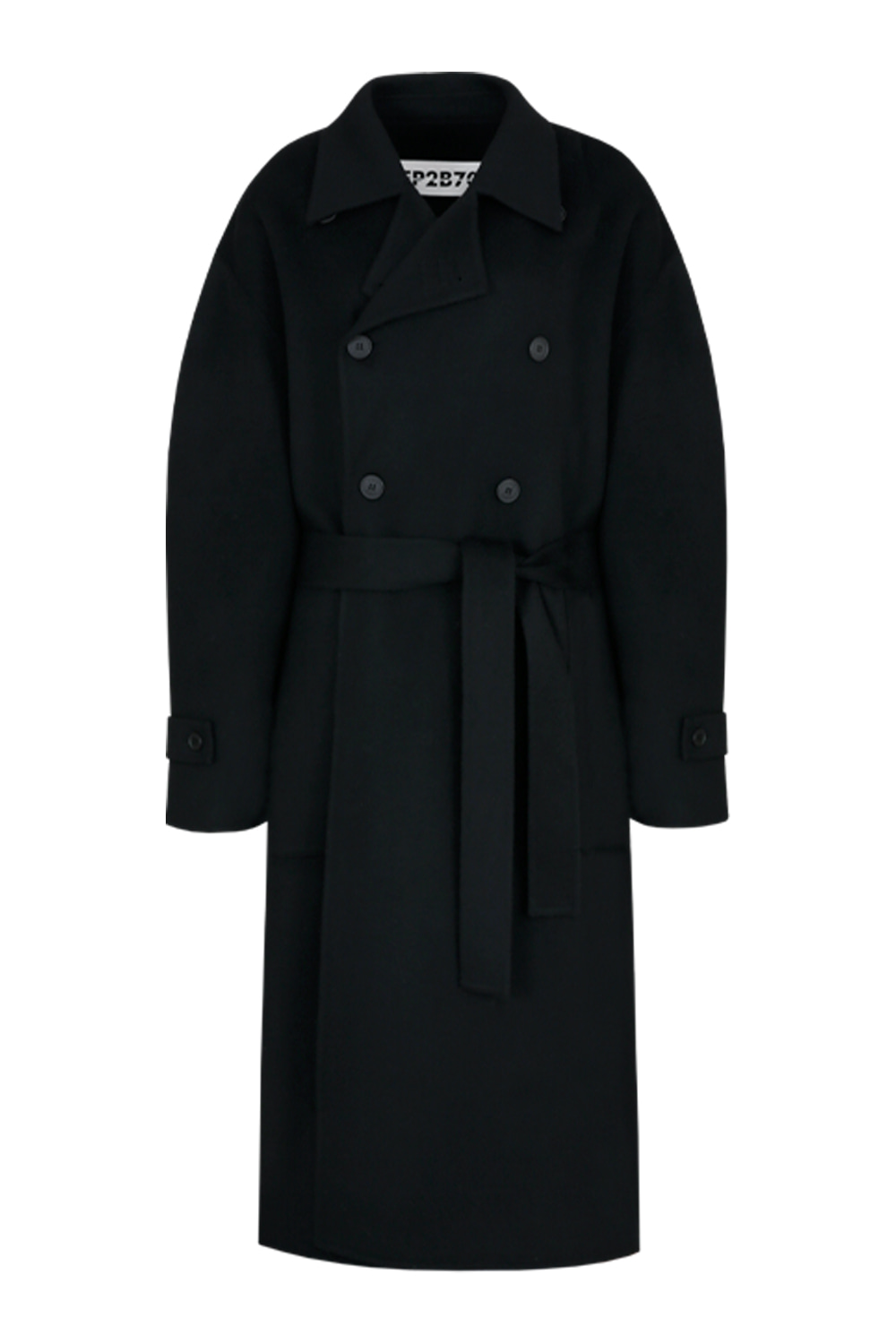 Hand-made belted wool coat_Black