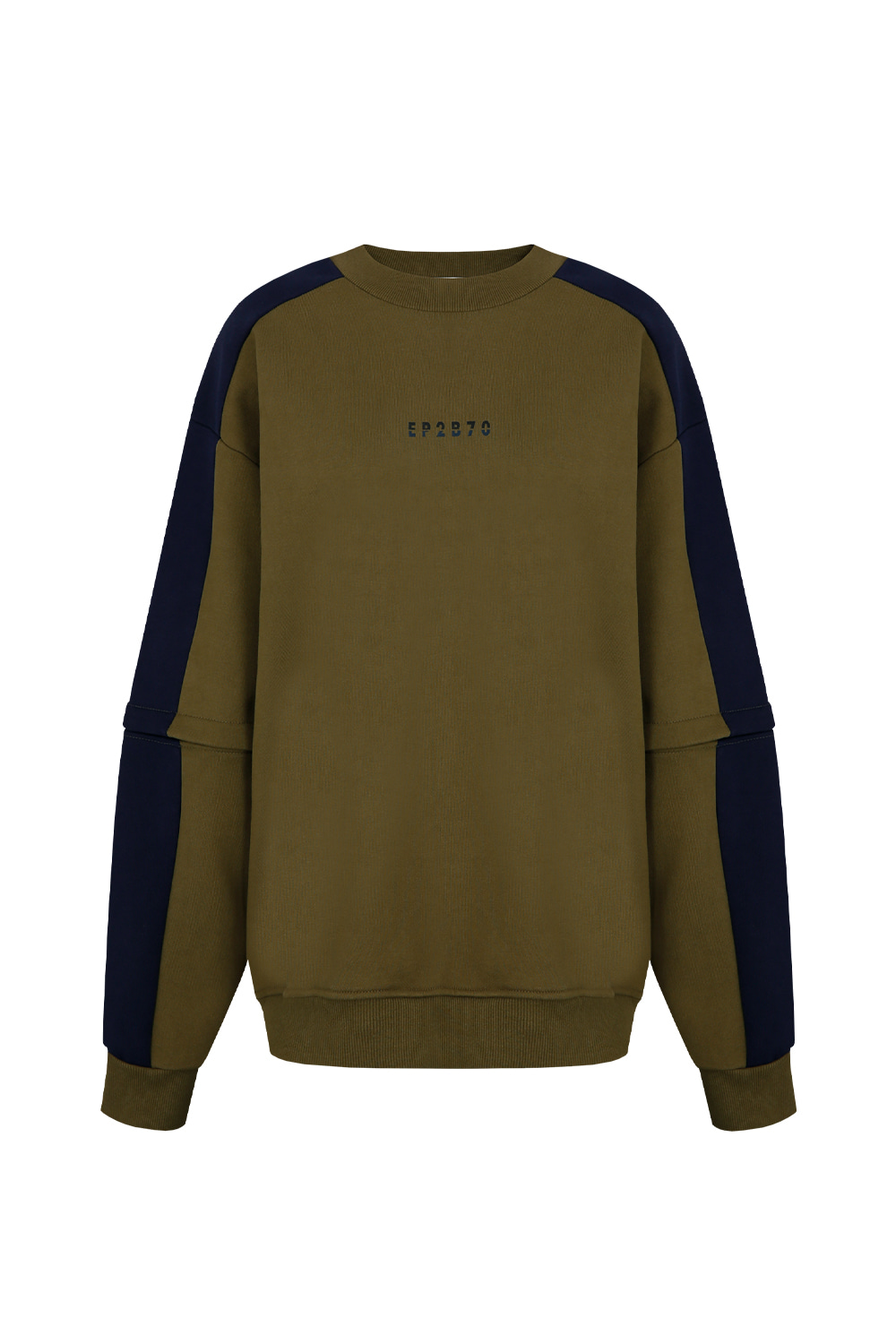 Sleeve two-way zipper sweatshirt_Khaki
