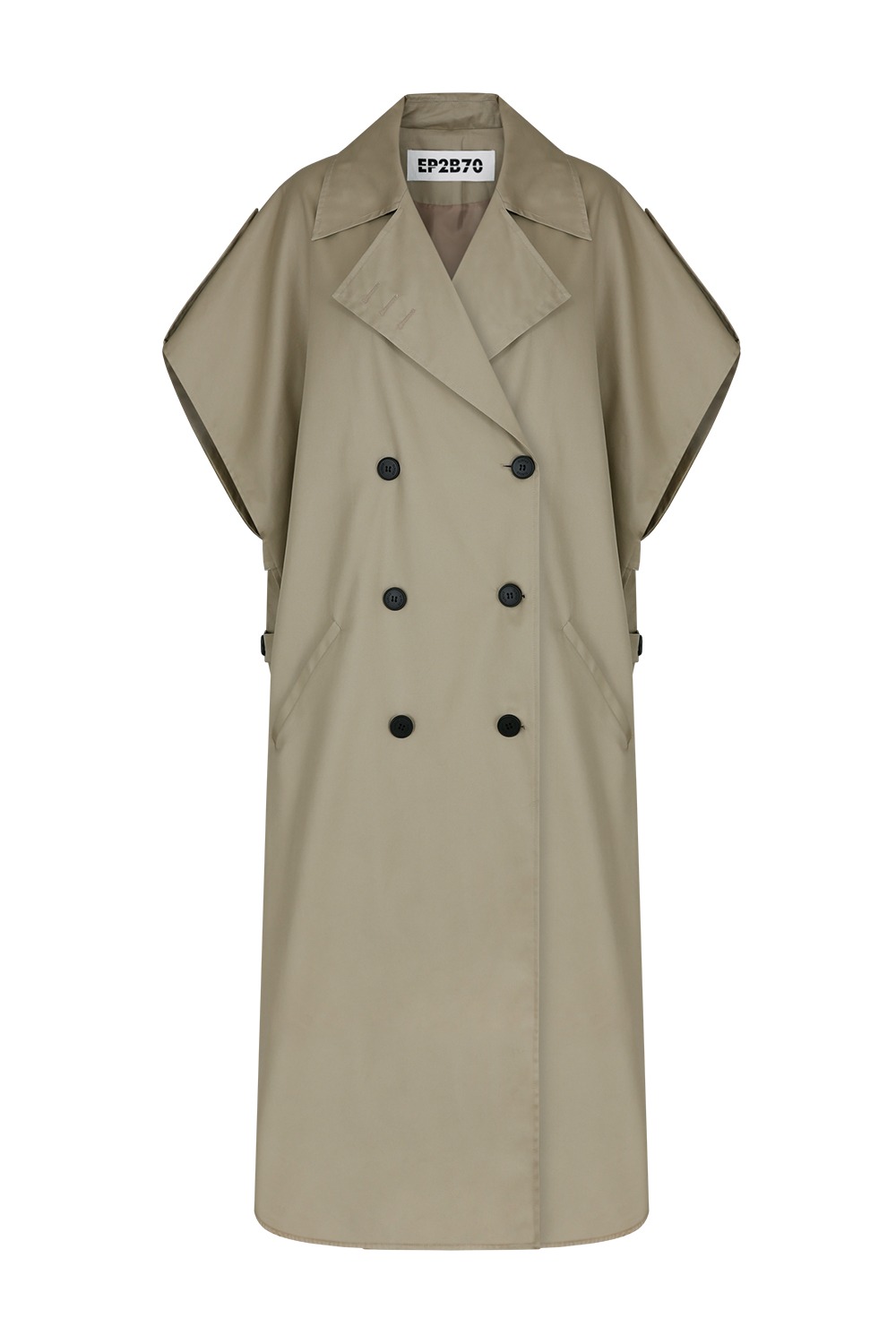 Overfit non-sleeve solid trench coat