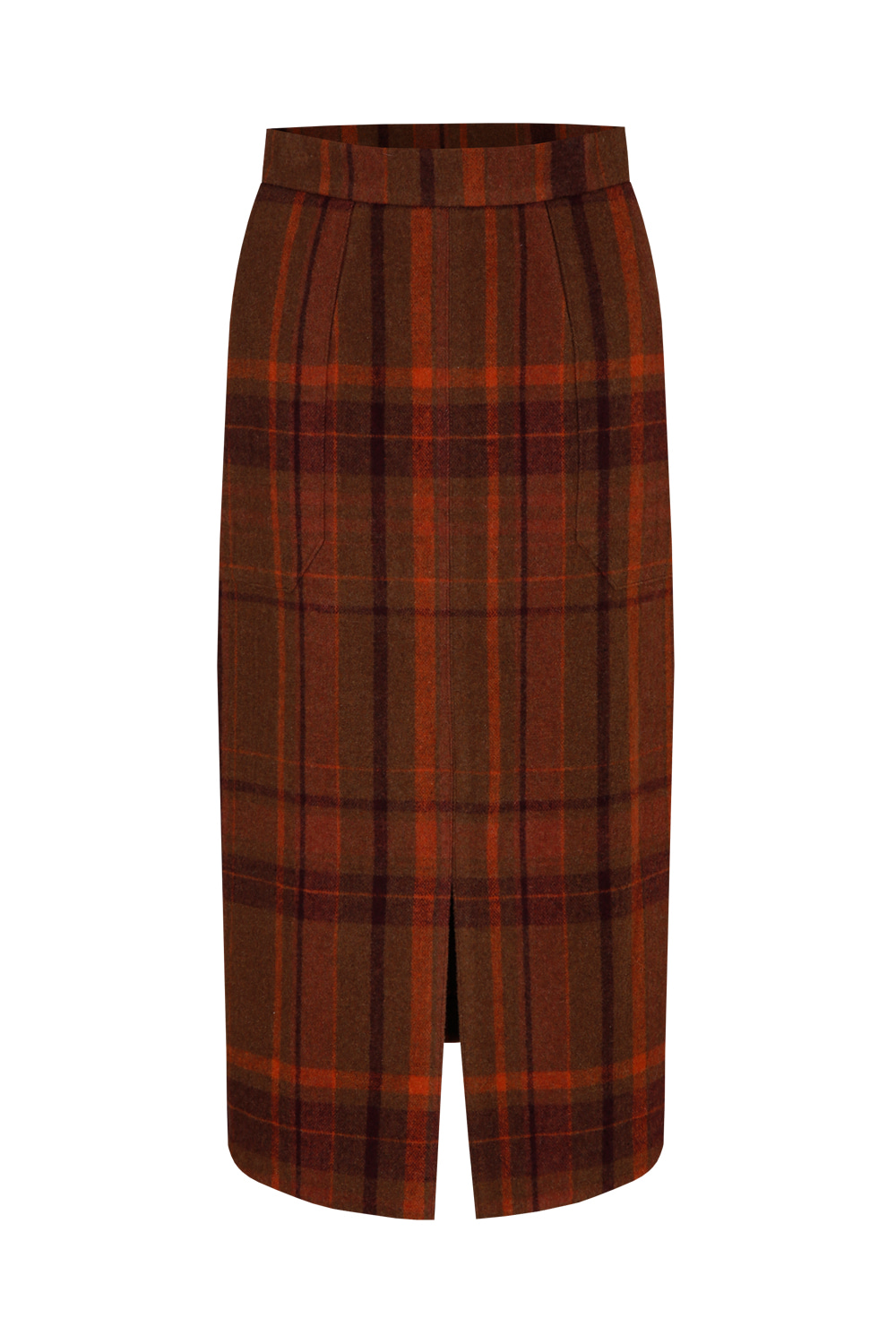Check maxi wool skirt_Orange