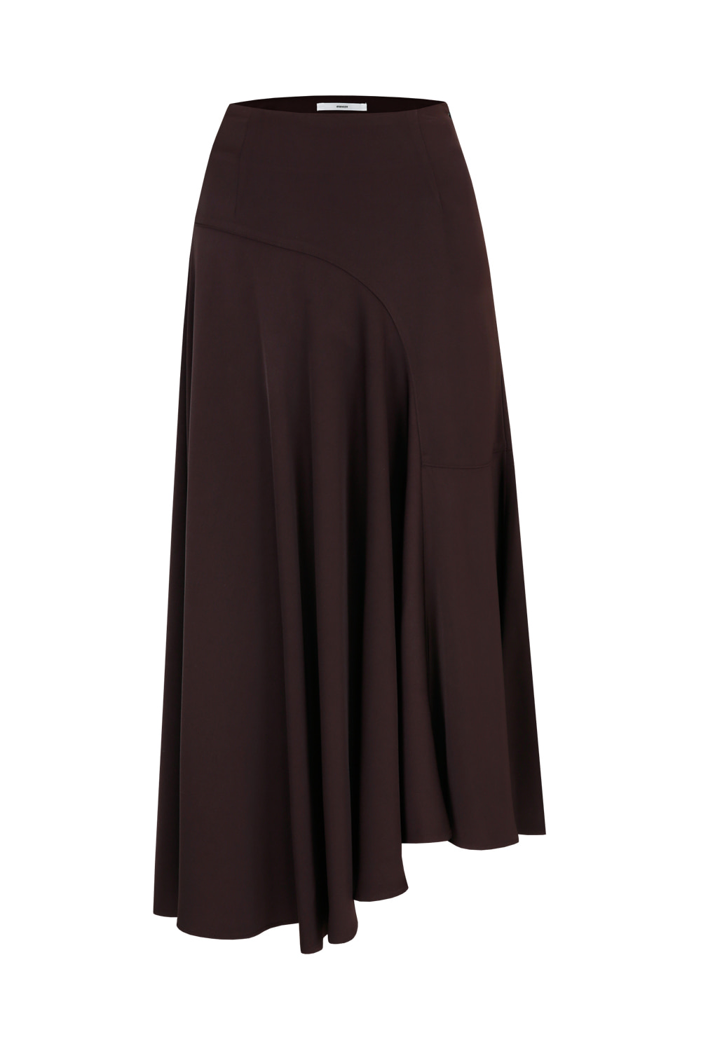 Silky asymmetric long skirt_Burgundy