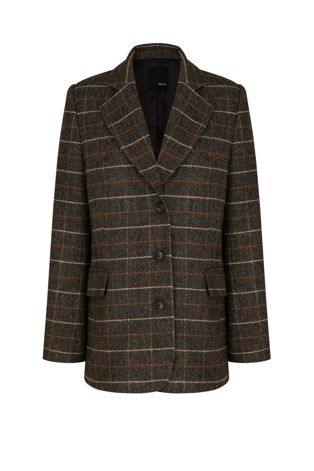 Herringbone single wool jacket_Brown