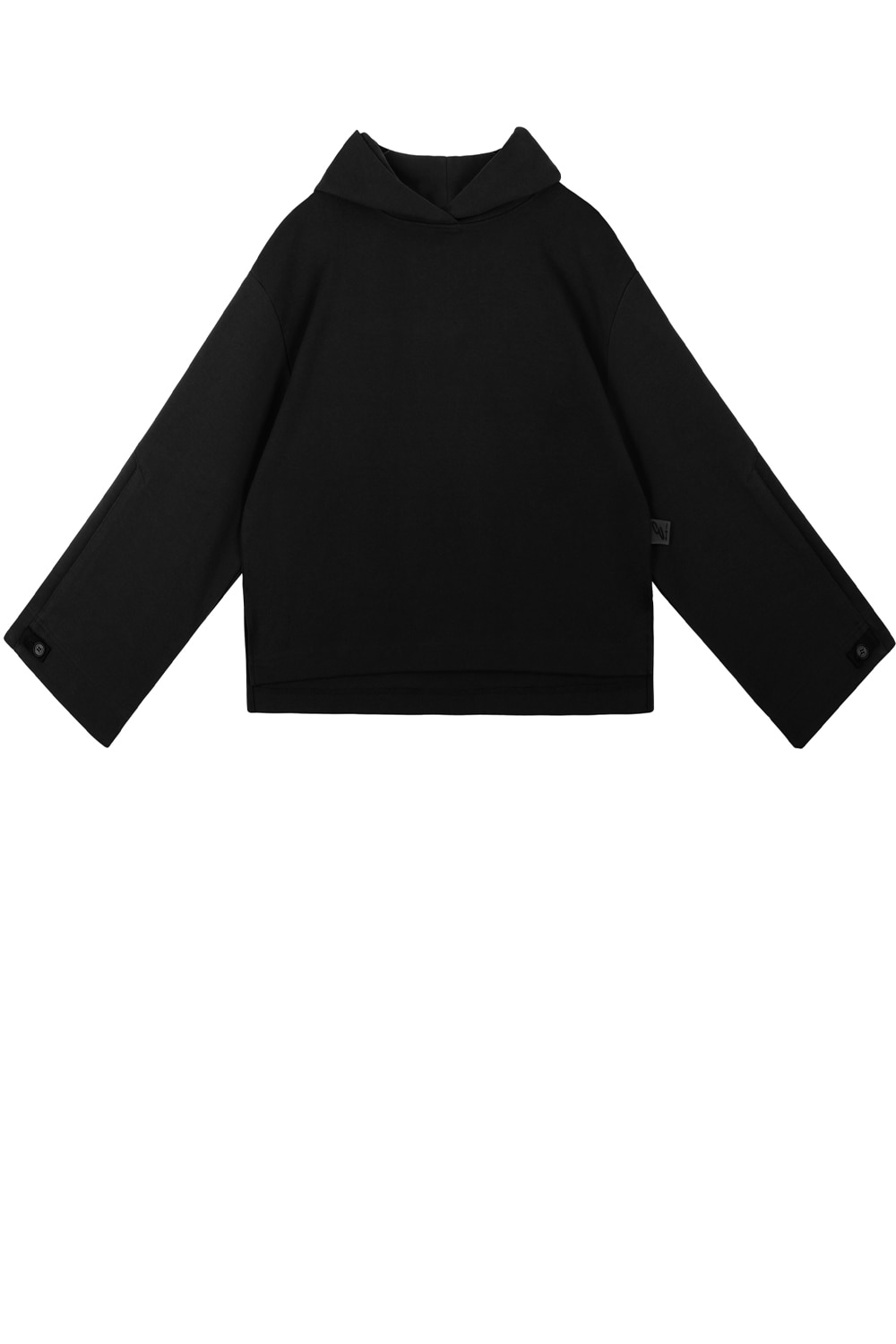 Cuffs button hoodie sweatshirt_Black